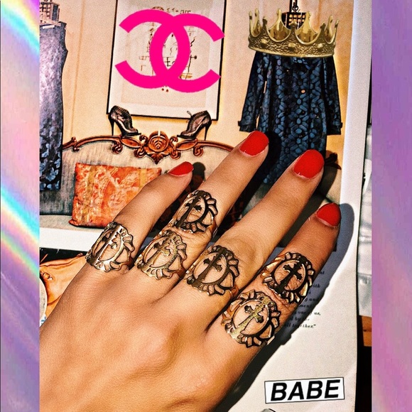 NWT - Cross Gold Rings ( Set of Two ) - Picture 1 of 7